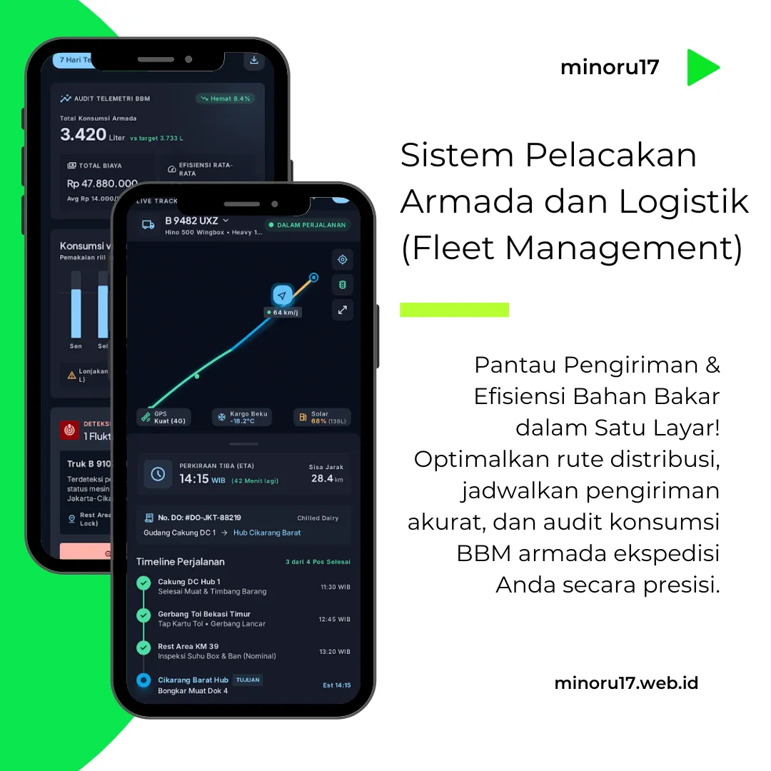 Contoh dashboard pelacakan armada logistik buatan minoru17