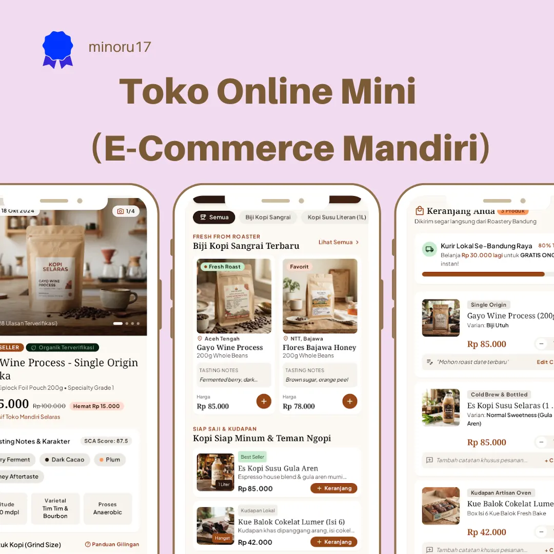 Tampilan website toko online e-commerce responsif